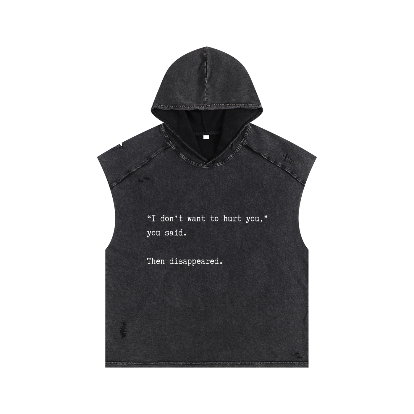 You Disappeared // Unisex Snow Washed Boxy Hooded Tank Top