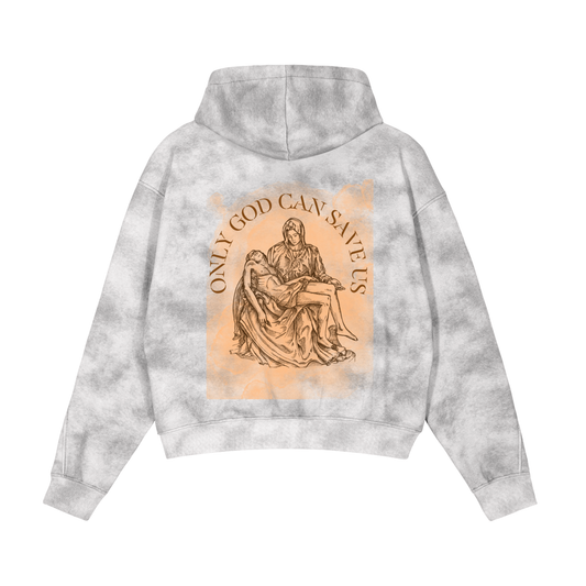 Only God Can Save Us // Unisex Dirty Washed Boxy Zip-up Fleece Hoodie
