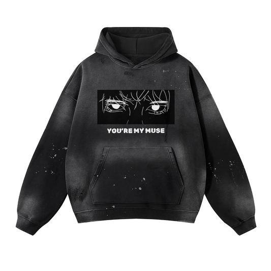YOU'RE MY MUSE // Unisex Vintage Wash Frayed Fleece Hoodie