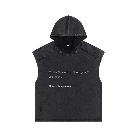 You Disappeared // Unisex Snow Washed Boxy Hooded Tank Top