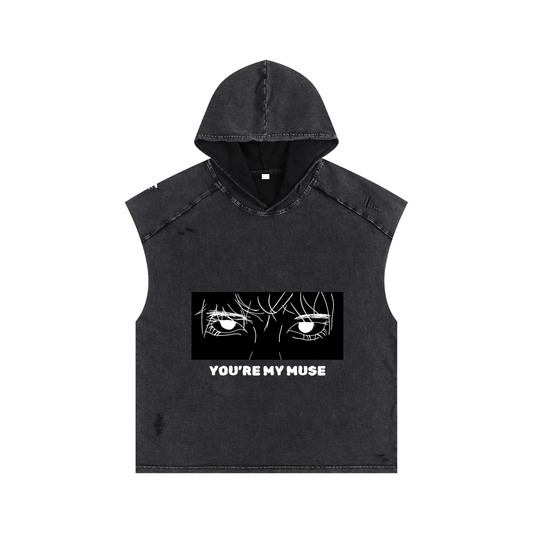 YOU'RE MY MUSE // Unisex Snow Washed Boxy Hooded Tank Top