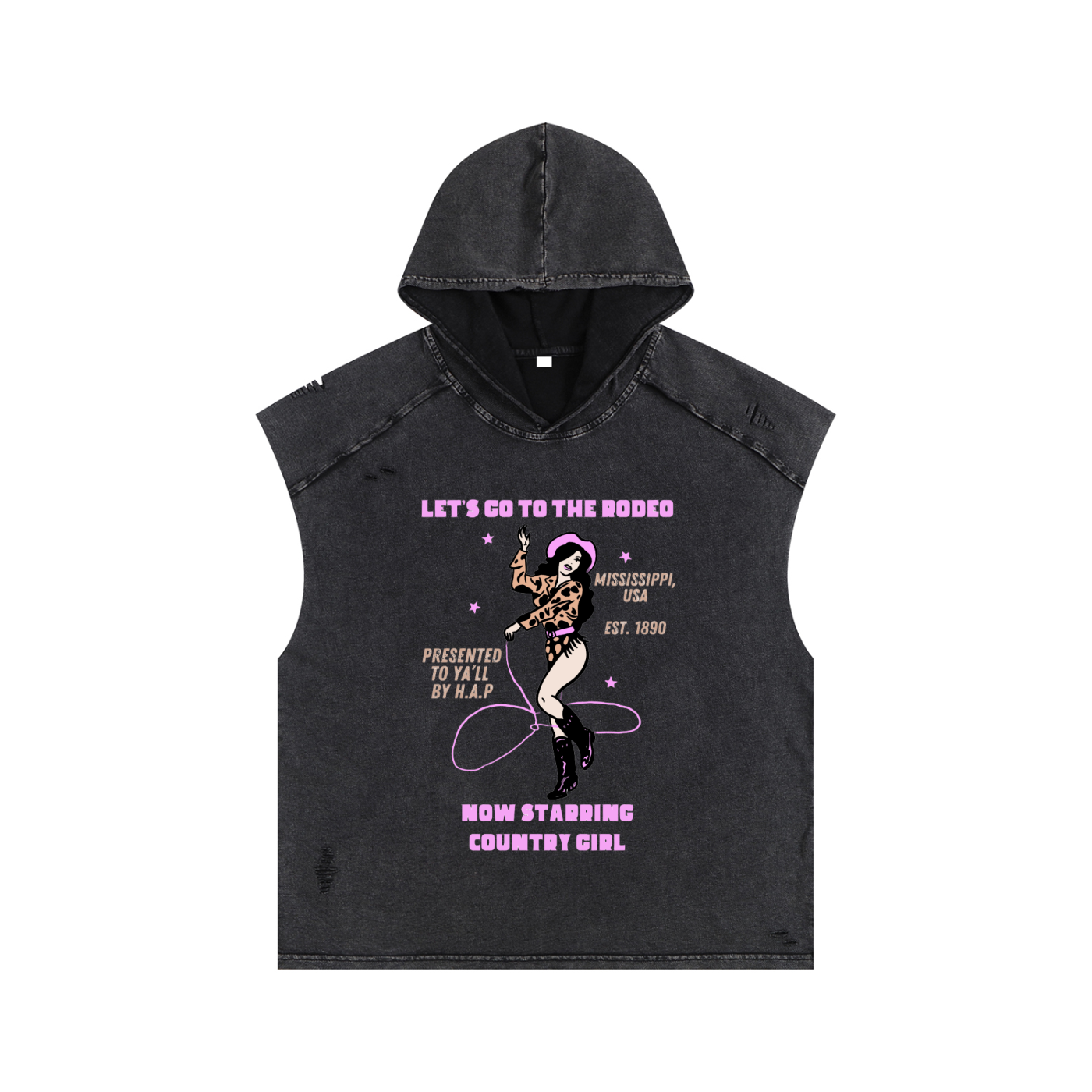 Lil Lassie = Unisex Snow Washed Boxy Hooded Tank Top