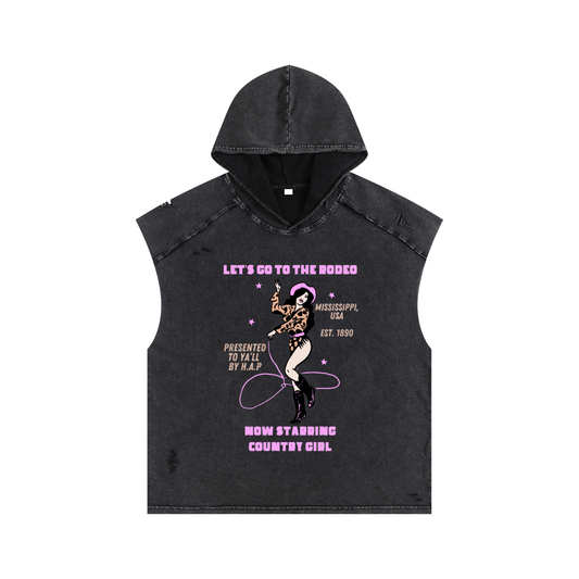Lil Lassie = Unisex Snow Washed Boxy Hooded Tank Top