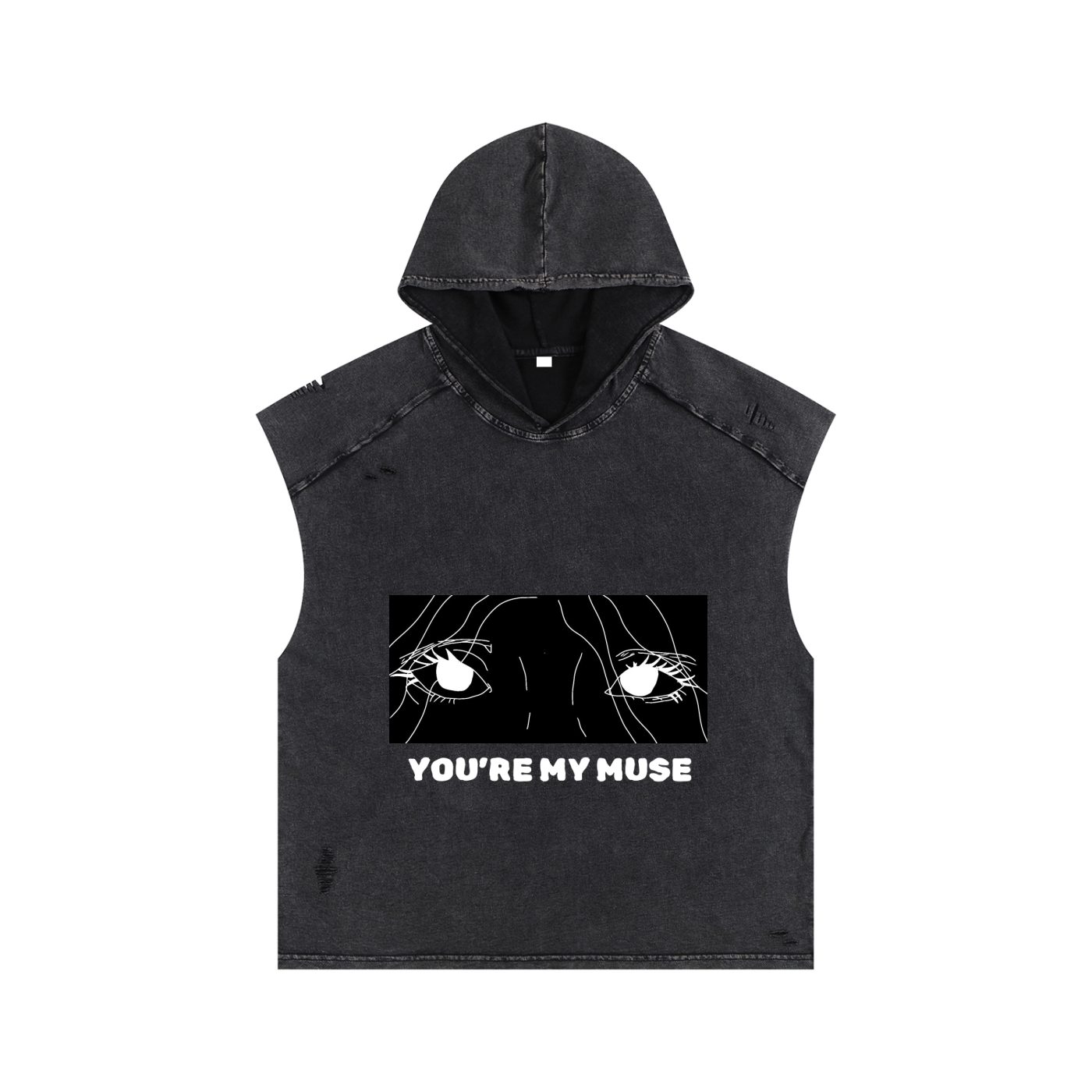 YOU'RE MY MUSE Fem Eyes vers // Unisex Snow Washed Boxy Hooded Tank Top