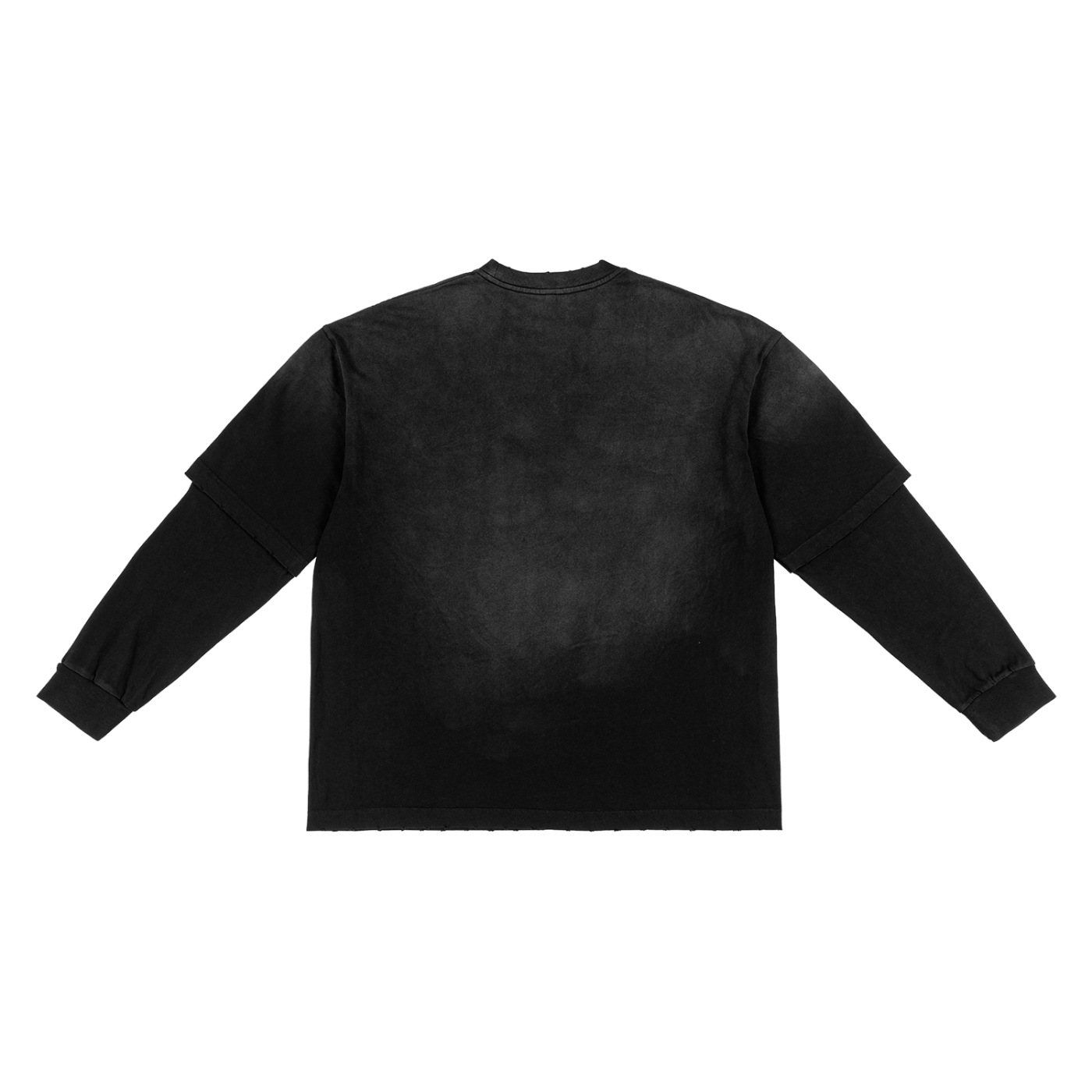 Cyber Moon // Unisex Sunfade Hand-Frayed Faux Two-Piece T-Shirt